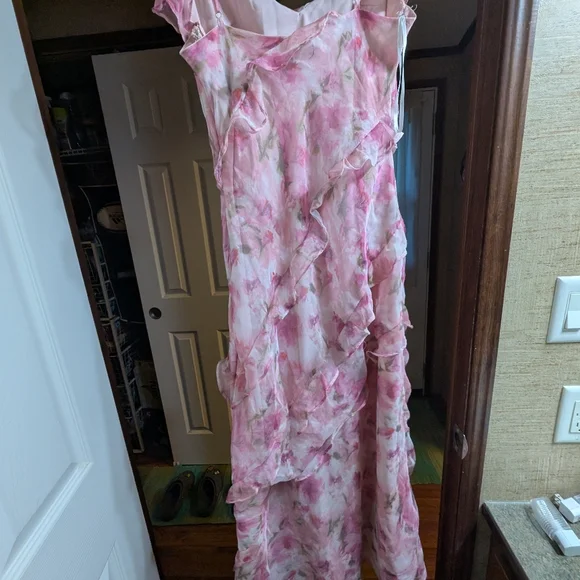 Lulu's Floral Pink Ruffle Dress - Picture 11 of 13